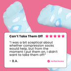 Light blue compression socks with cloud pattern review
