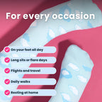 Light blue compression socks with cloud pattern