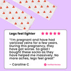 White compression socks with red heart patterns review text
