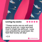 Navy blue compression socks with shark pattern review